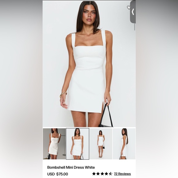 NEW Princess Polly Bombshell Mini Dress White - Picture 5 of 13